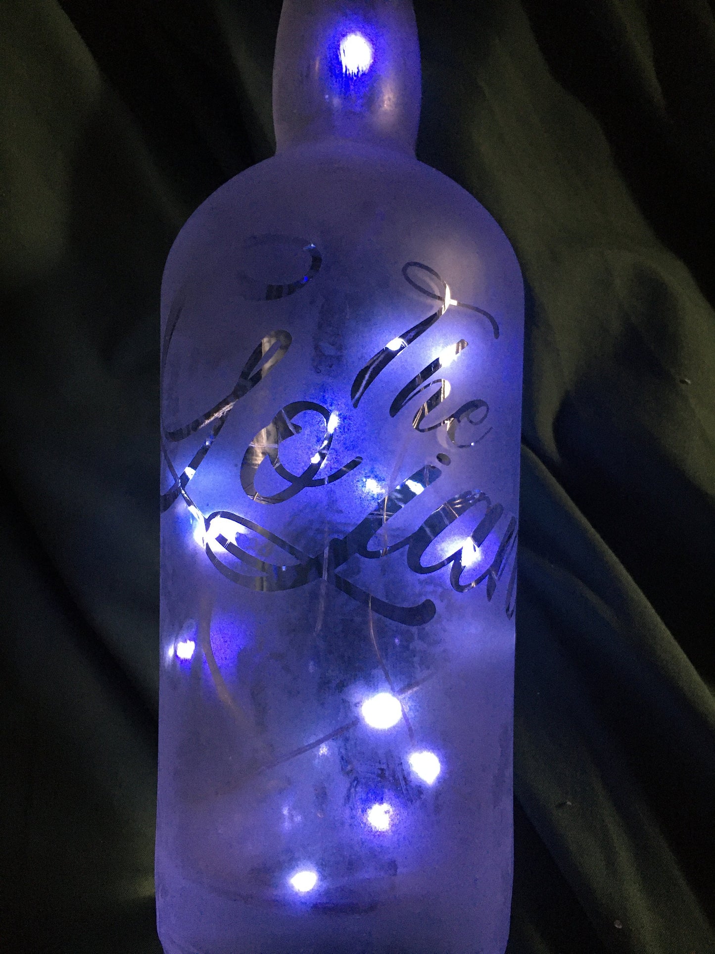 Your Design or Photo - Custom Lighted Etched/Frosted Wine Liquor Bottle Lamp