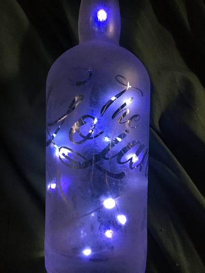Your Design or Photo - Custom Lighted Etched/Frosted Wine Liquor Bottle Lamp