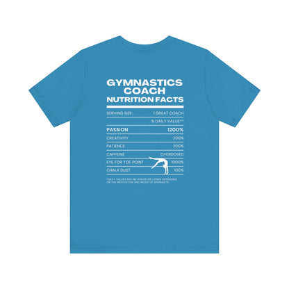 Gymnastics Coach Nutrition Facts Funny Tee | Perfect Gift for Coaches, Workout Tee, Fitness Apparel, Team Spirit, Gym Life Shirt