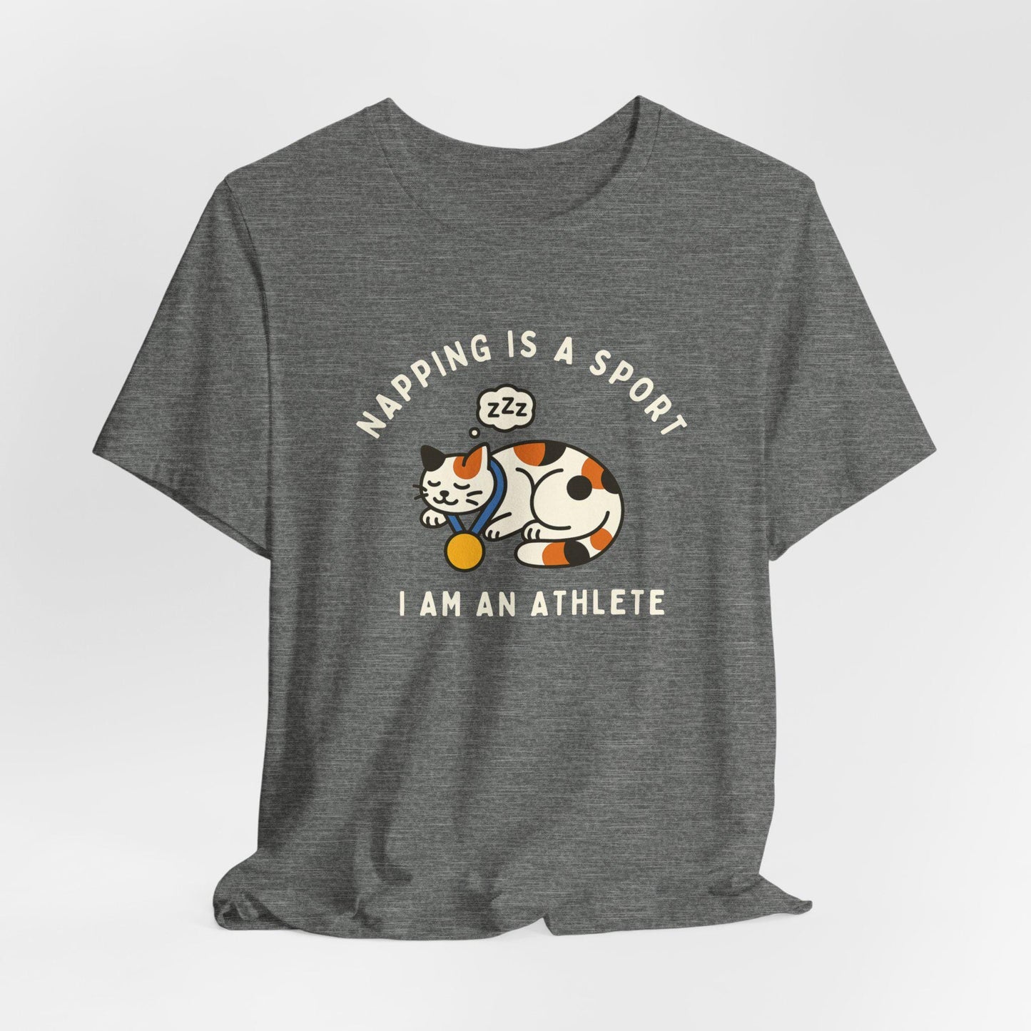 Nap Lovers Unisex Tee | Napping is a Sport | Funny Calico Cat Shirt, Pet Lover Gift, Relaxation T-Shirt, Gift for Cat Owners