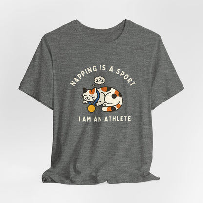 Nap Lovers Unisex Tee | Napping is a Sport | Funny Calico Cat Shirt, Pet Lover Gift, Relaxation T-Shirt, Gift for Cat Owners