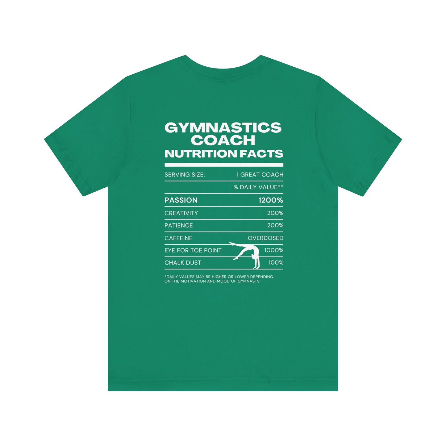 Gymnastics Coach Nutrition Facts Funny Tee | Perfect Gift for Coaches, Workout Tee, Fitness Apparel, Team Spirit, Gym Life Shirt