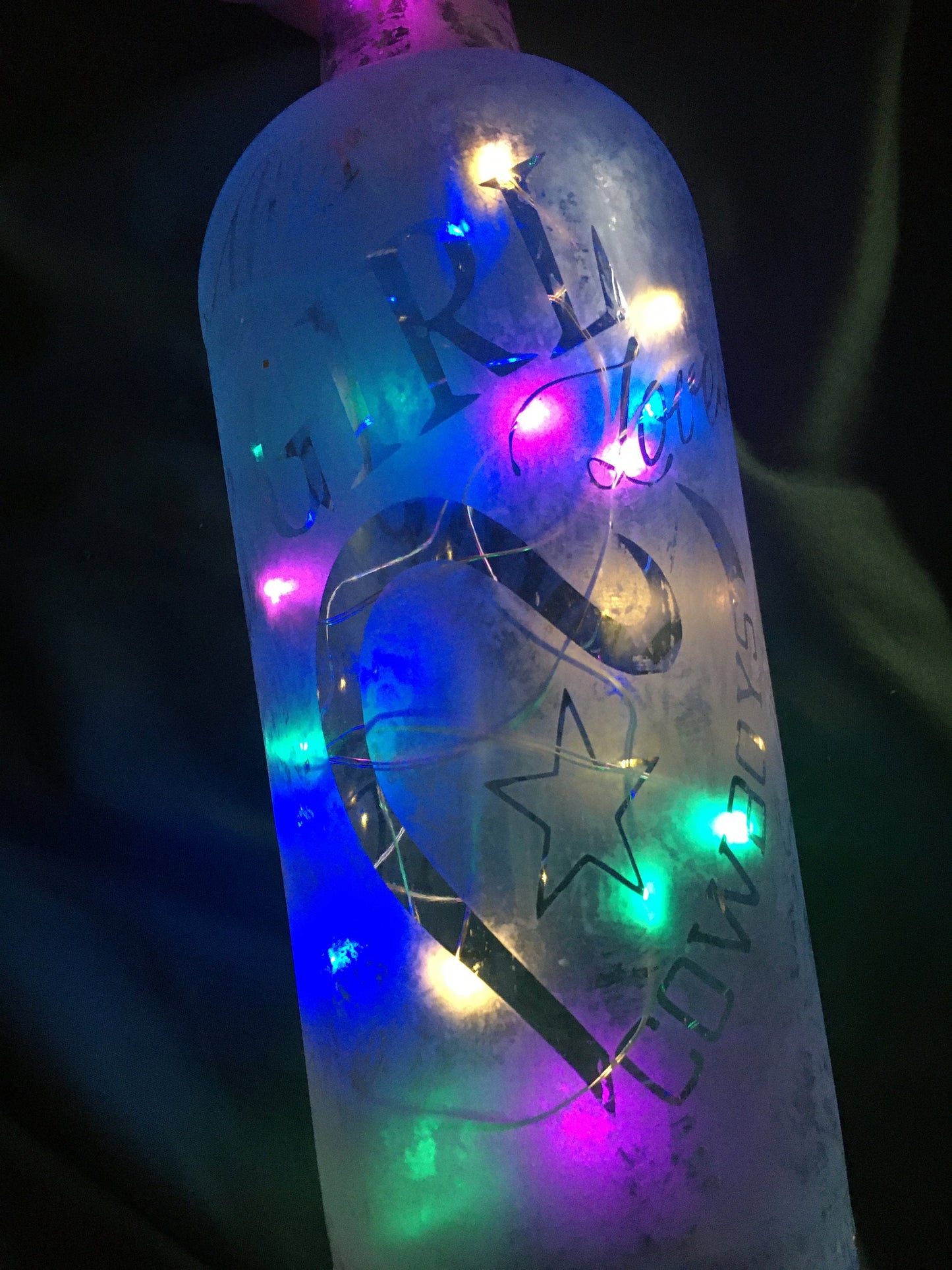 Your Design or Photo - Custom Lighted Etched/Frosted Wine Liquor Bottle Lamp