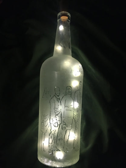 Your Wedding Party / Family on a Custom Etched/Frosted Lighted Bottle Lamp!