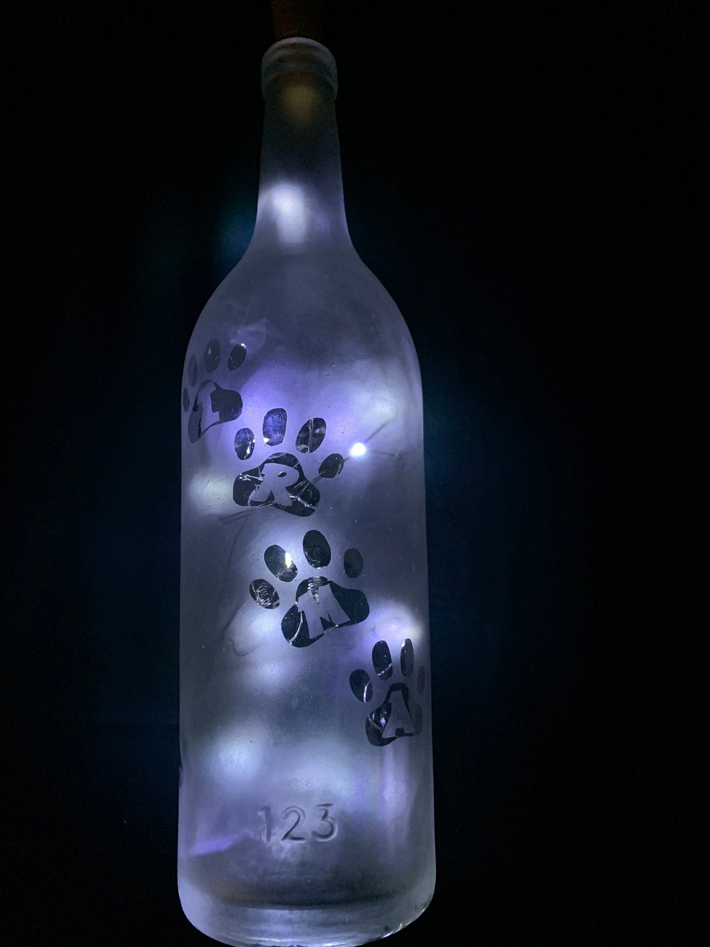Your Pet(s) On A Custom Etched Frosted & Lighted Wine or Liquor Bottle Lamp! For Cats, Dogs, Horses, Hampsters, Birds, etc!