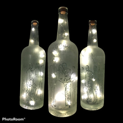 Your Wedding Party / Family on a Custom Etched/Frosted Lighted Bottle Lamp!