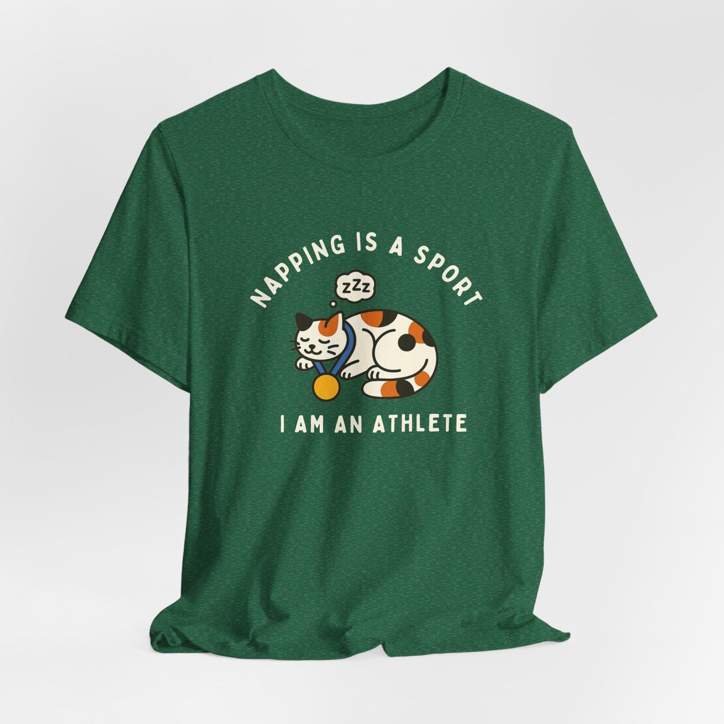 Nap Lovers Unisex Tee | Napping is a Sport | Funny Calico Cat Shirt, Pet Lover Gift, Relaxation T-Shirt, Gift for Cat Owners