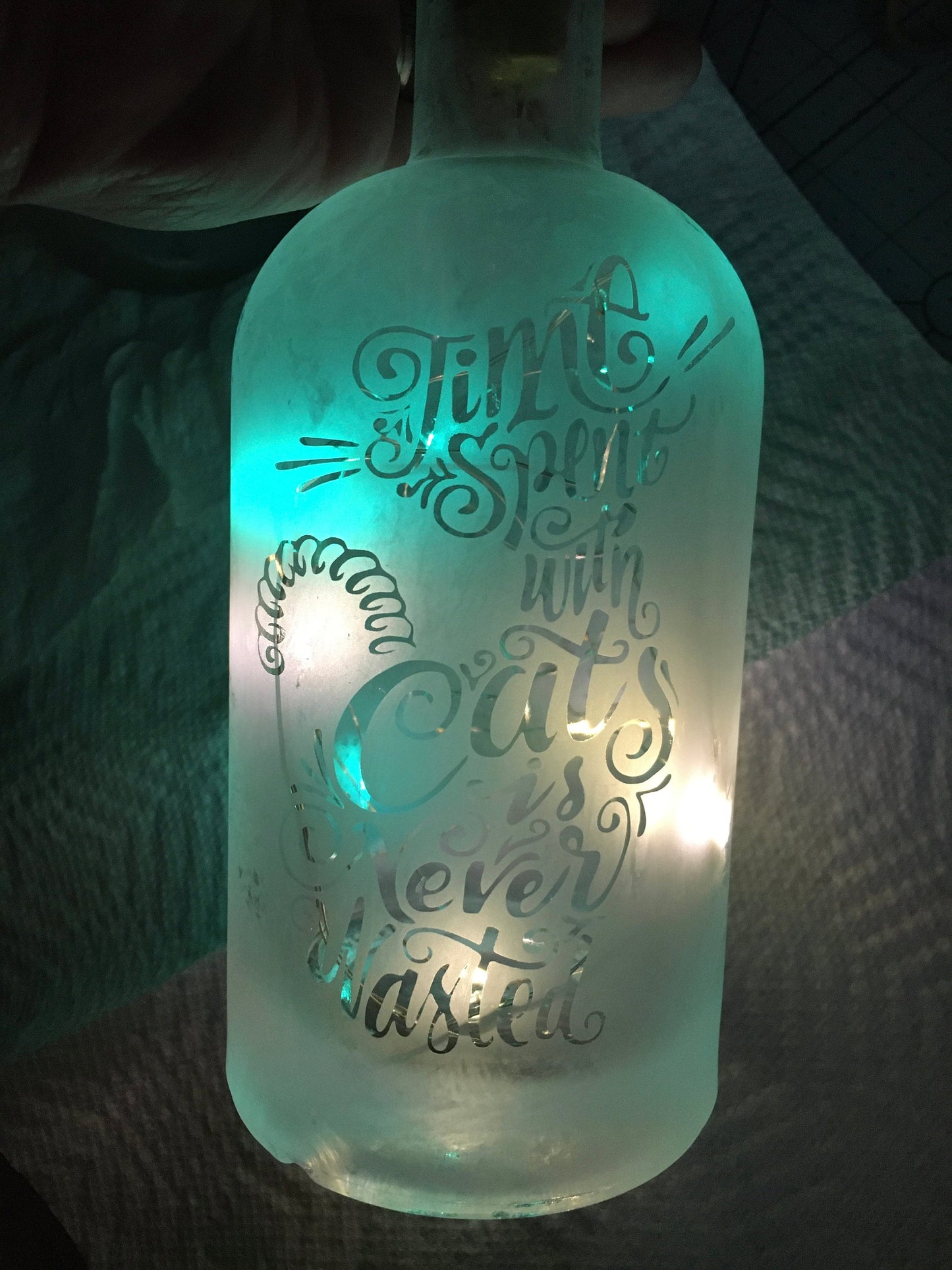 Your Design or Photo - Custom Lighted Etched/Frosted Wine Liquor Bottle Lamp