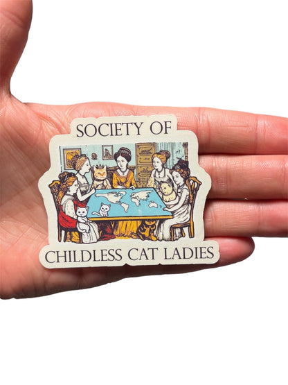 Society of Childless Cat Ladies Plan World Domination Funny Sticker