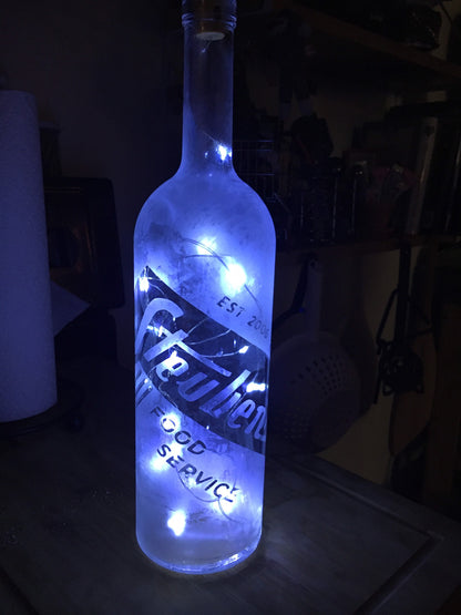 Your Design or Photo - Custom Lighted Etched/Frosted Wine Liquor Bottle Lamp