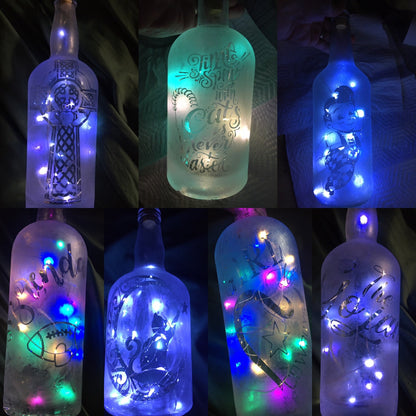Your Design or Photo - Custom Lighted Etched/Frosted Wine Liquor Bottle Lamp
