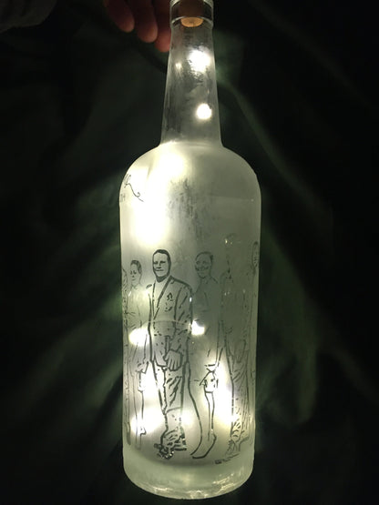 Your Wedding Party / Family on a Custom Etched/Frosted Lighted Bottle Lamp!