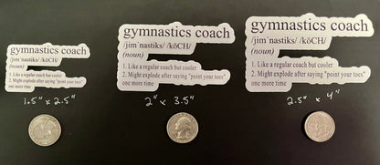 2 Gymnastics Coach Definition Funny Sticker Decal (2 Per Order)