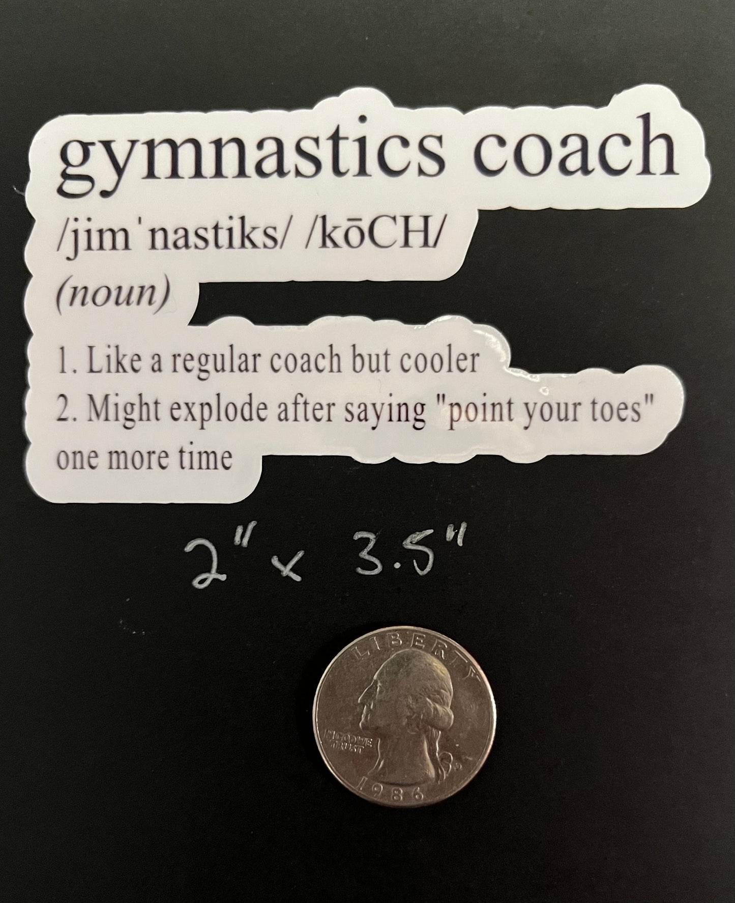 2 Gymnastics Coach Definition Funny Sticker Decal (2 Per Order)