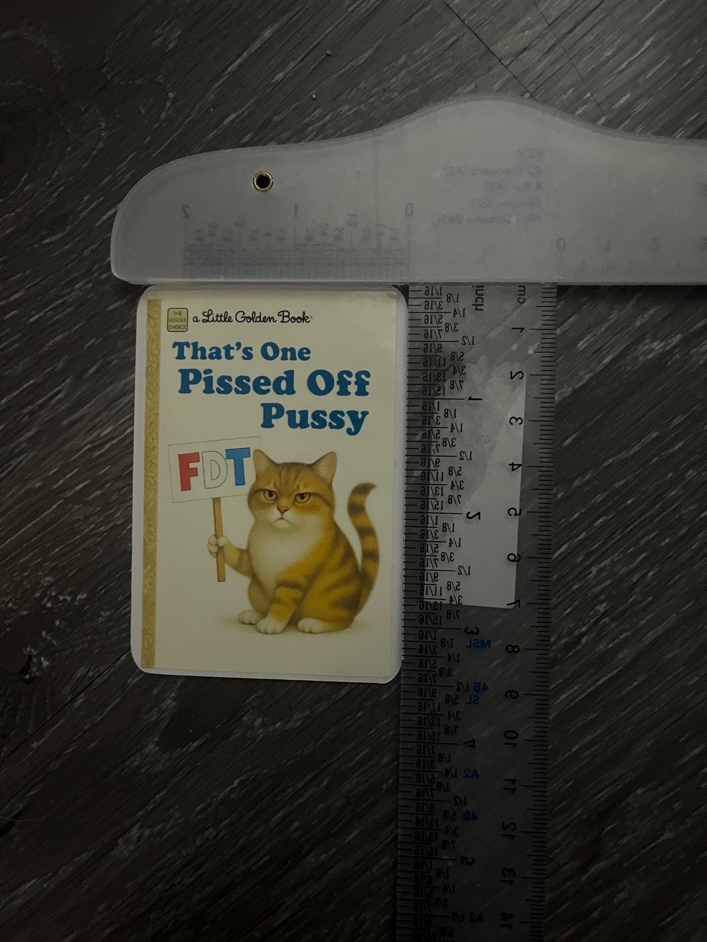 That’s One Pissed Off Pussy Fuck DJT Golden Book Parody Sticker - Funny Anti Trump Cat Decal